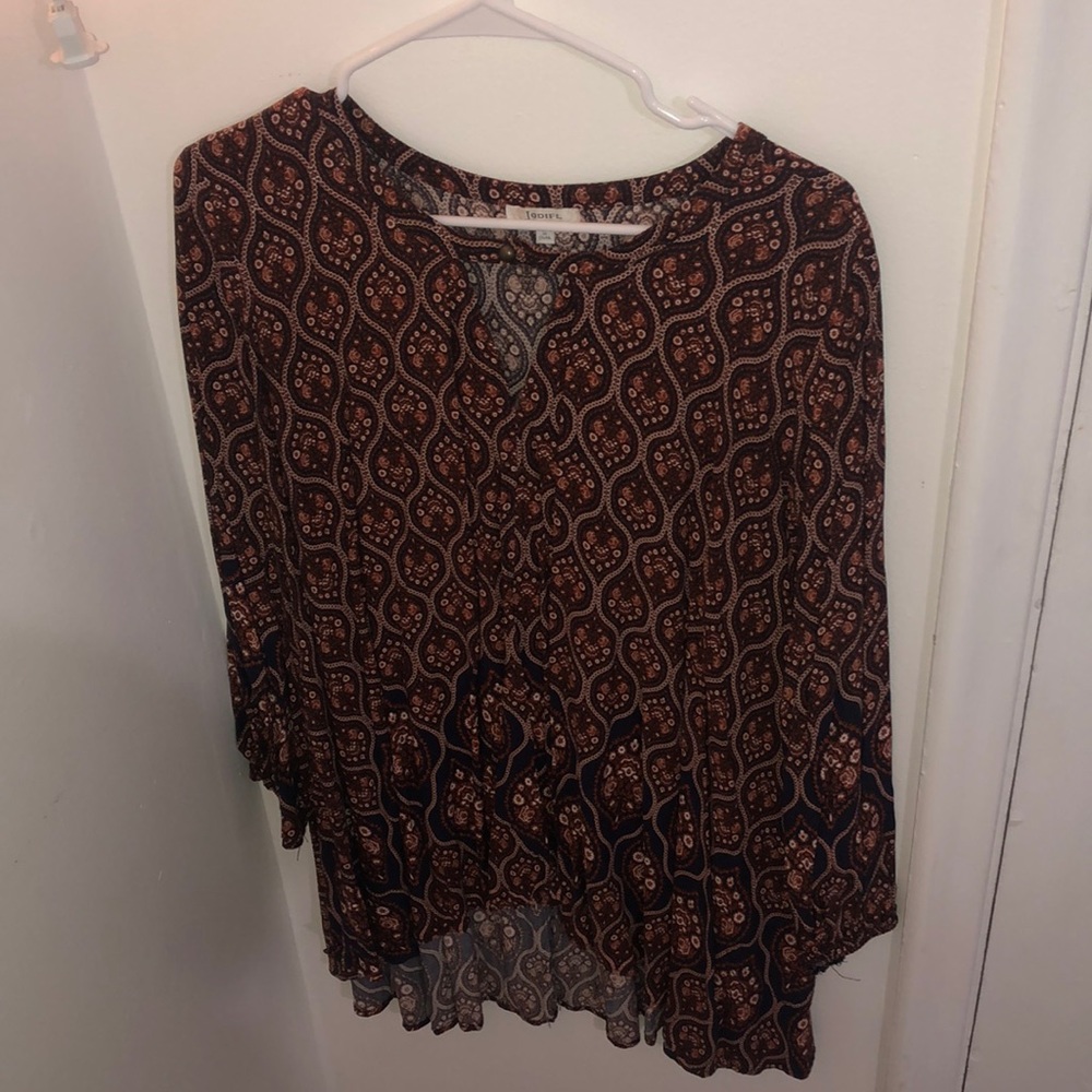 patterned tunic long sleeve top